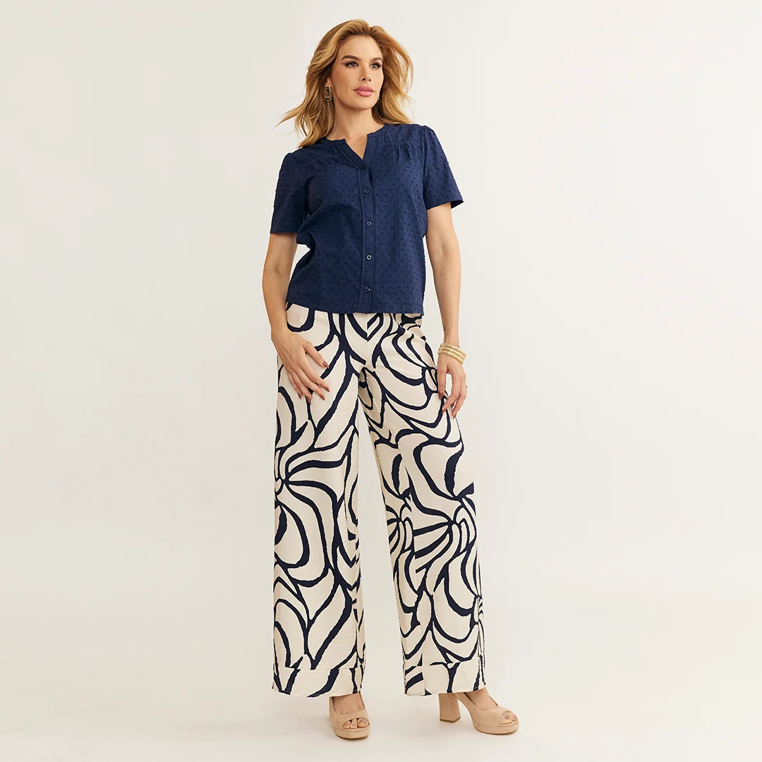 PANTALÓN AMPLIO ESTAMPADO MULTICOLOR 92179 - Image 4