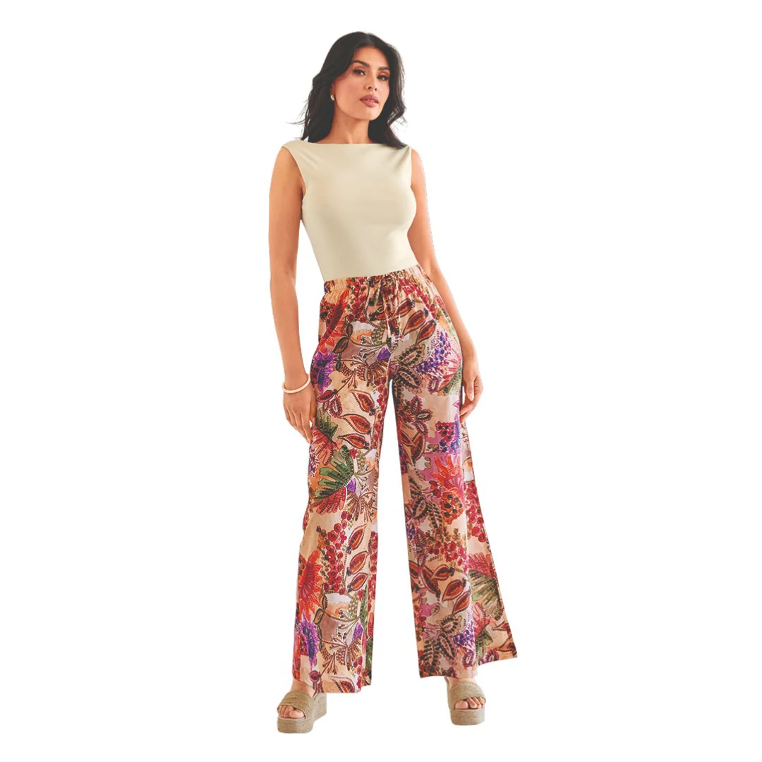 PANTALÓN AMPLIO ESTAMPADO MULTICOLOR 93539