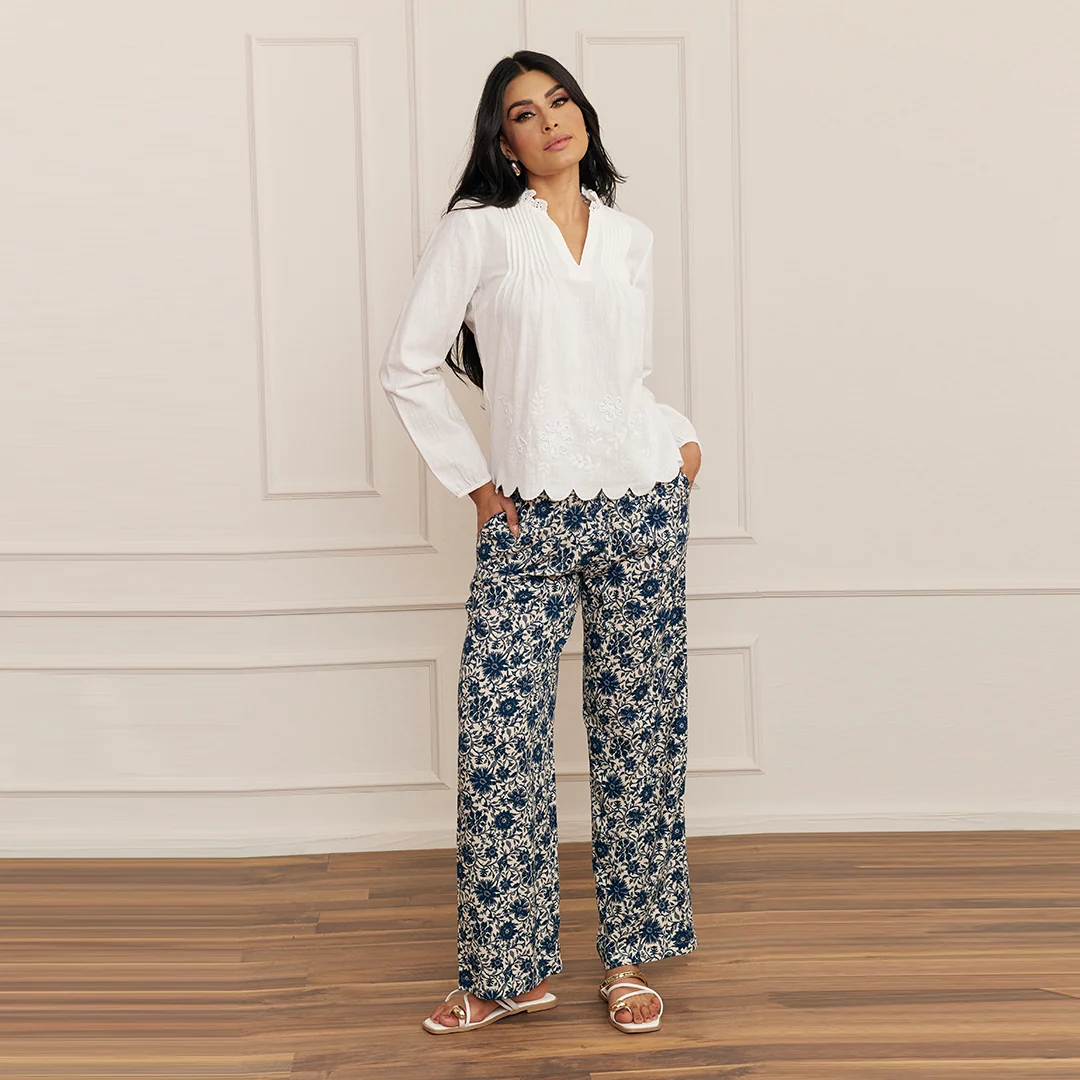PANTALÓN AMPLIO ESTAMPADO FLORAL MULTICOLOR 92178 - Image 4