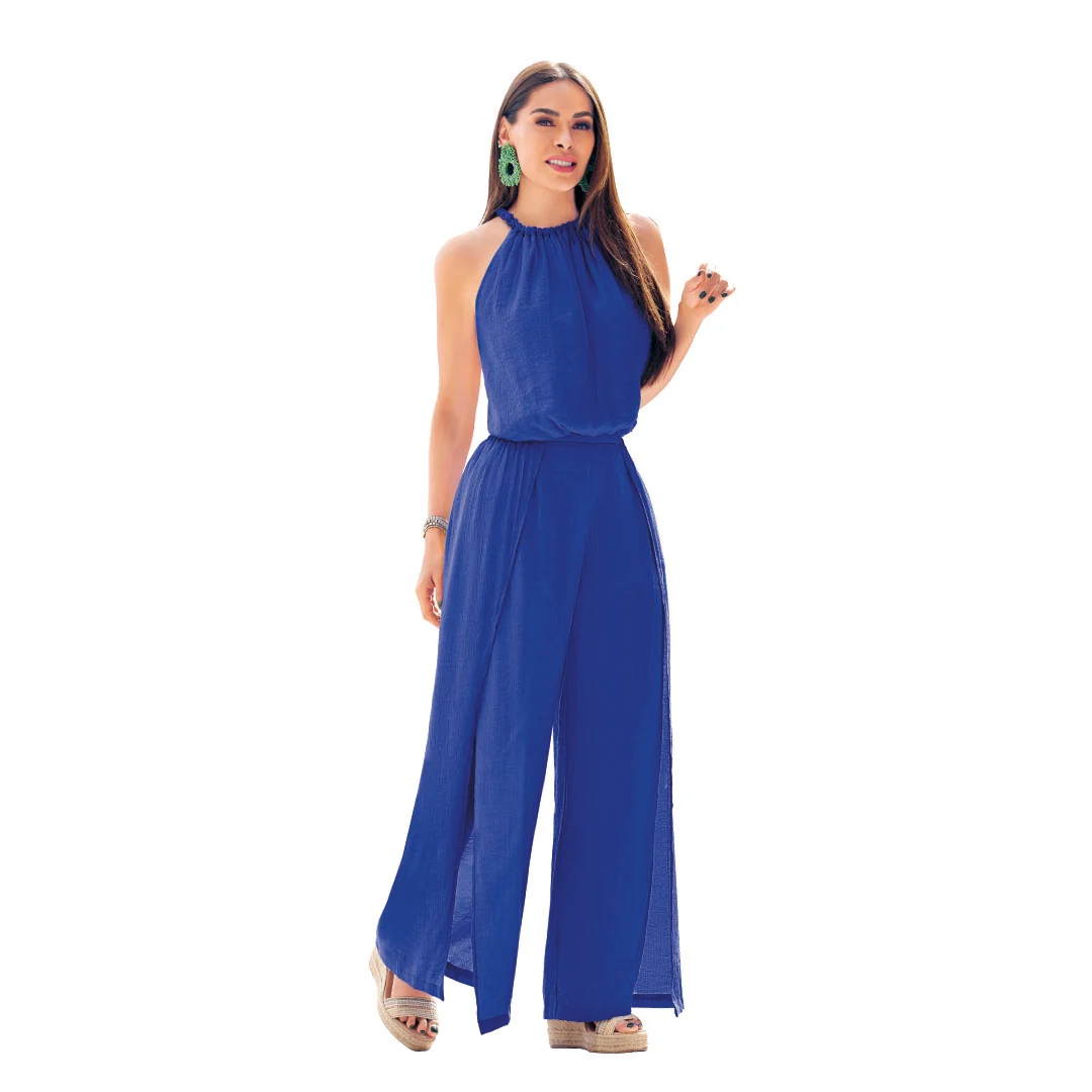 PANTALÓN AZUL CON ABERTURAS 96477
