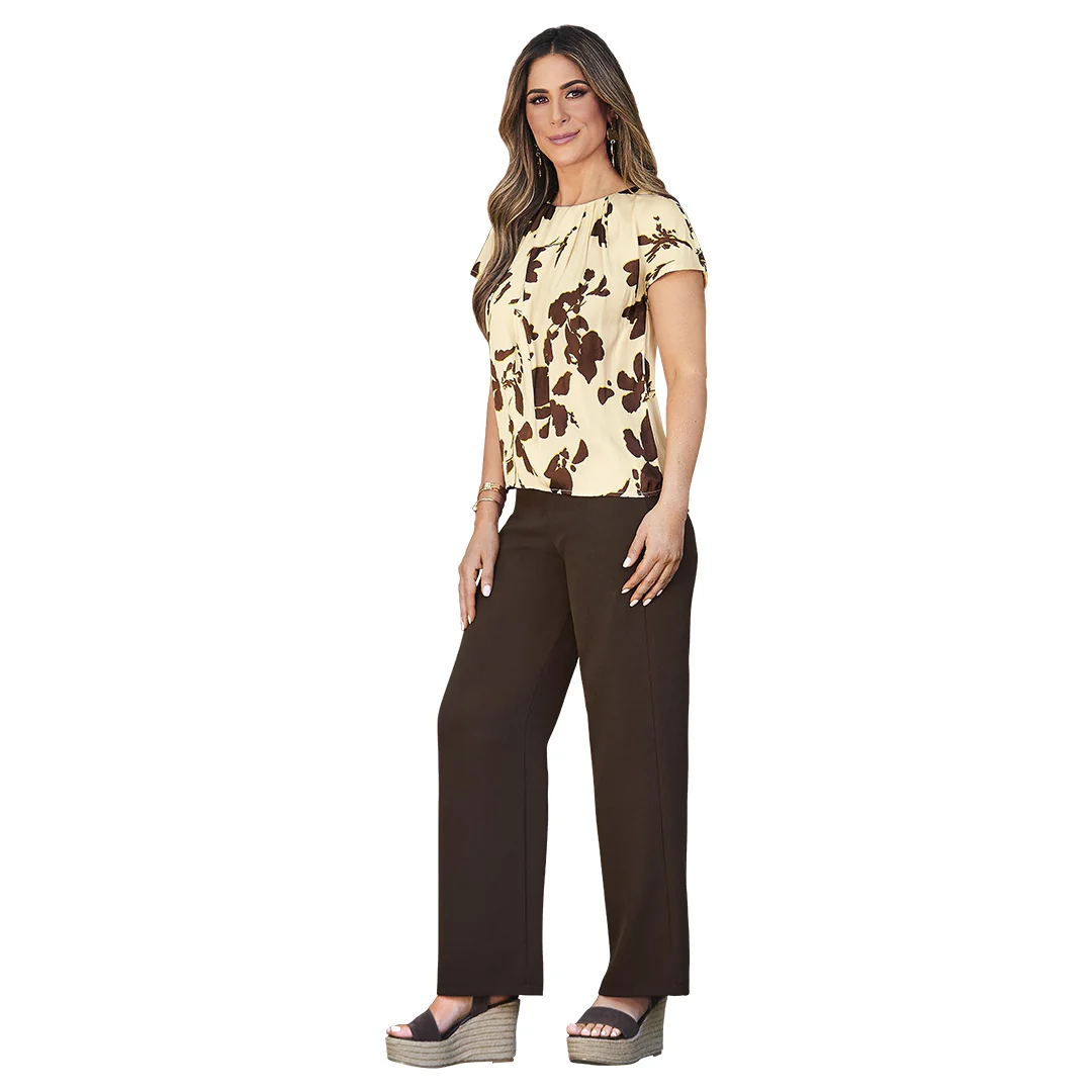 PANTALÓN CAFÉ RECTO MUJER 31563