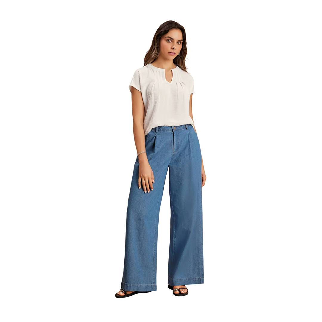 PANTALÓN MEZCLILLA AZUL ANCHO 91149