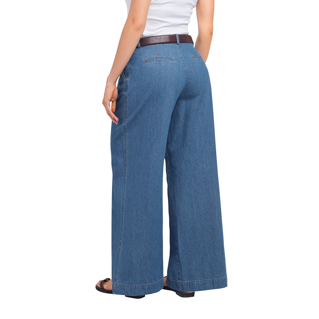 PANTALÓN MEZCLILLA AZUL ANCHO 91149 - Image 2