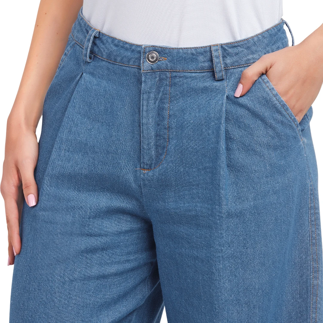 PANTALÓN MEZCLILLA AZUL ANCHO 91149 - Image 3