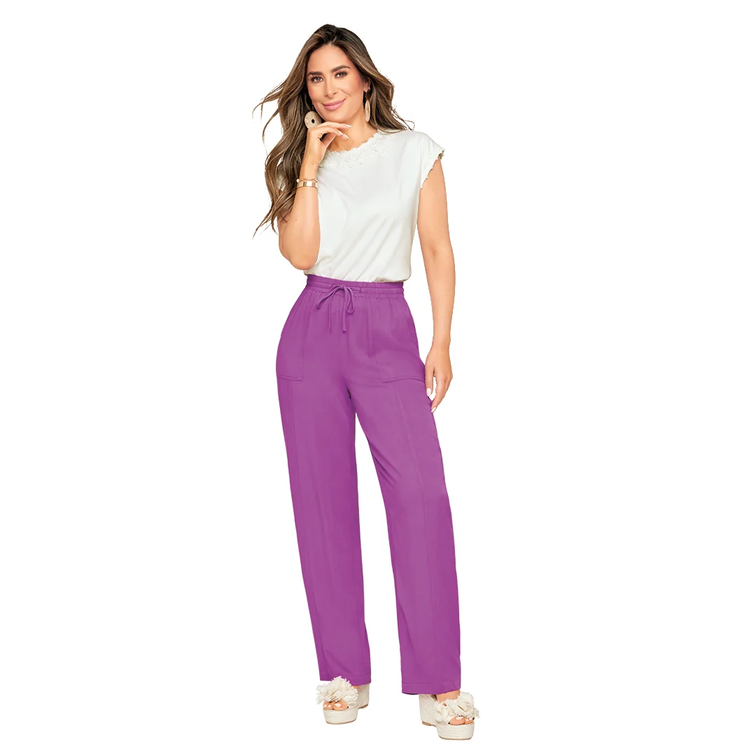 PANTALÓN MORADO FLUIDO 90581