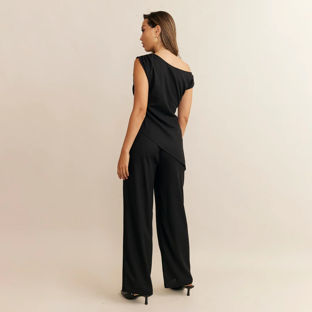 PANTALÓN PALAZZO CINTURA ELÁSTICA NEGRO 95793 - Image 3