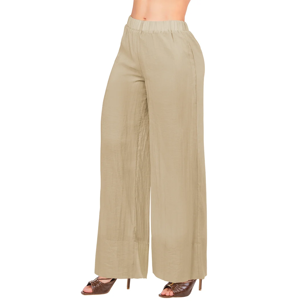 PANTALÓN PALAZZO DE TIRO ALTO BEIGE 93742