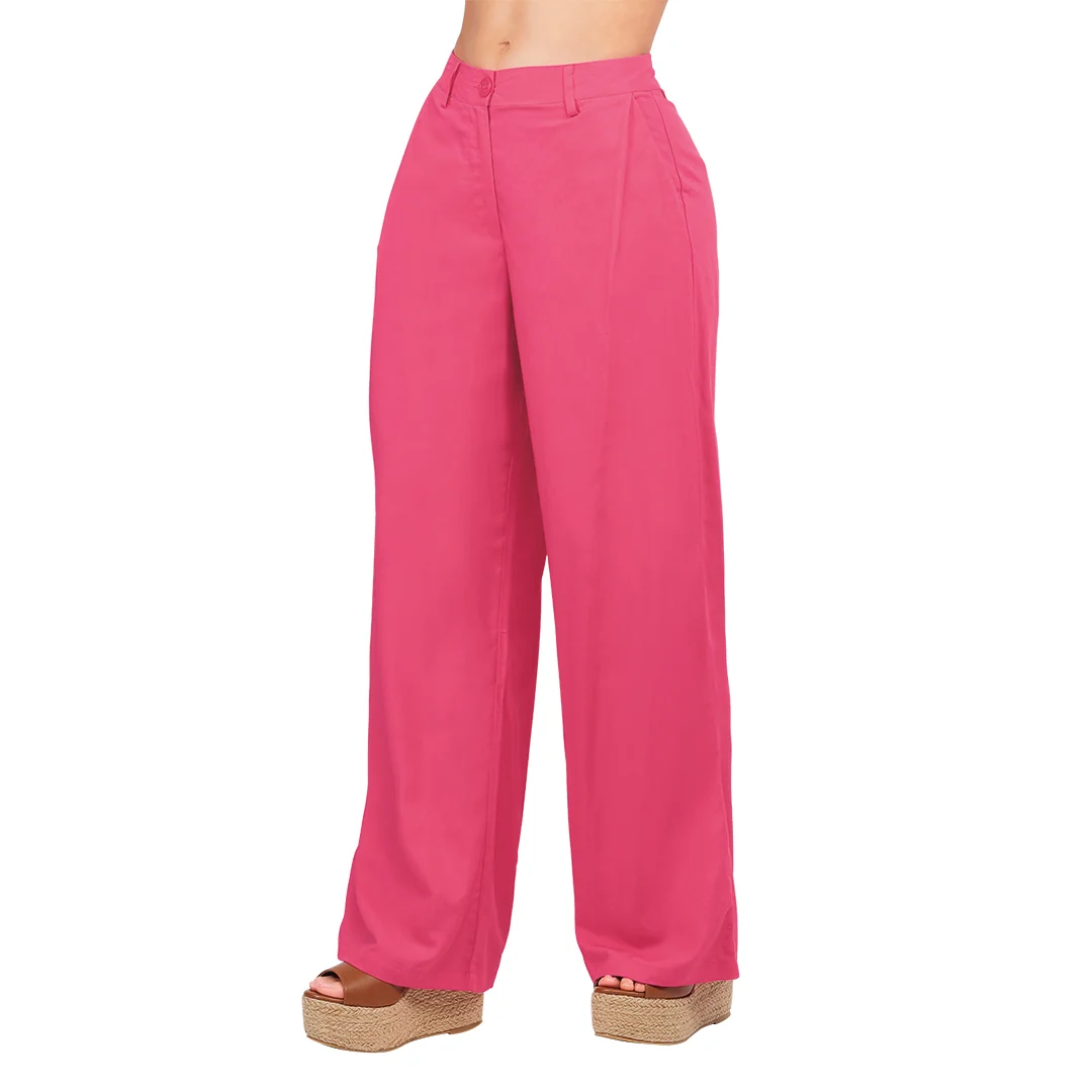 PANTALÓN PALAZZO DE TIRO MEDIO ROSA 90997