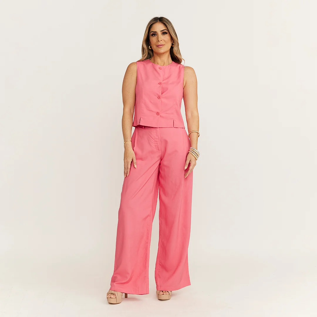PANTALÓN PALAZZO DE TIRO MEDIO ROSA 90997 - Image 5