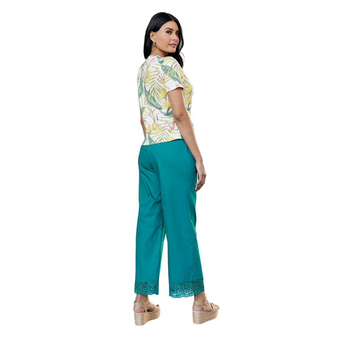 PANTALÓN RECTO ENCAJE BASTA VERDE 91902 - Image 3