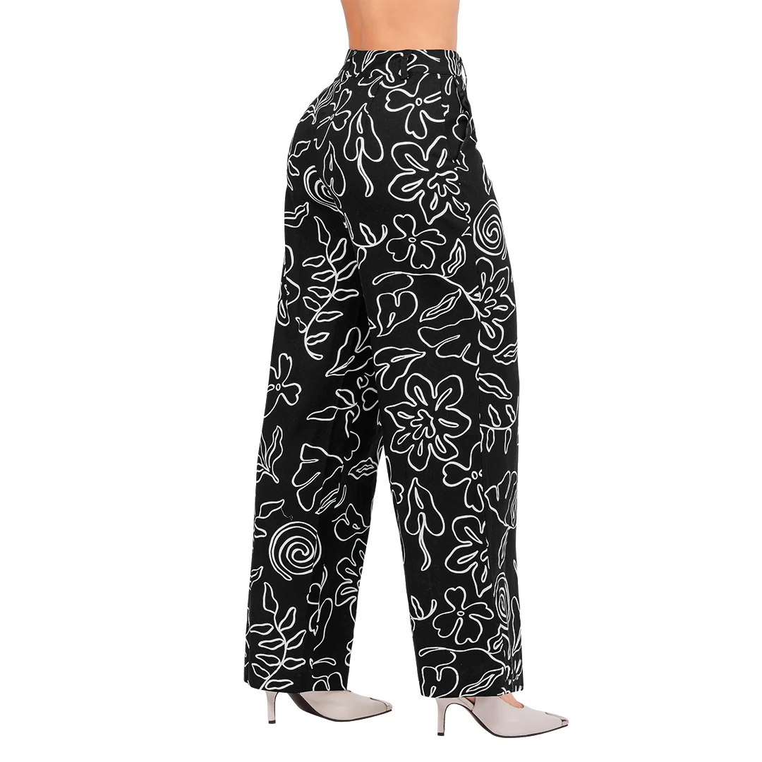 PANTALÓN RECTO ESTAMPADO FLORAL MULTICOLOR 93736
