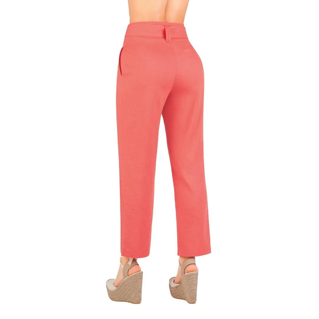 PANTALÓN ROSA CON CINTURÓN 90142 - Image 2