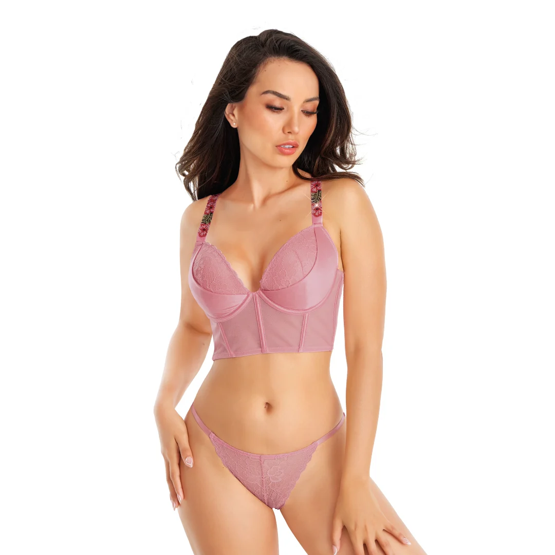 PANTY ROSA DE ENCAJE CON PRETINA ELÁSTICA 82071 - Image 2