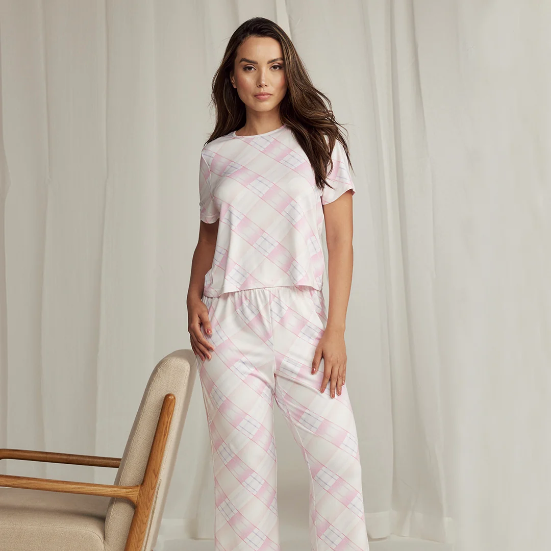 PIJAMA CUADROS ROSA DOS PIEZAS 82896 - Image 3