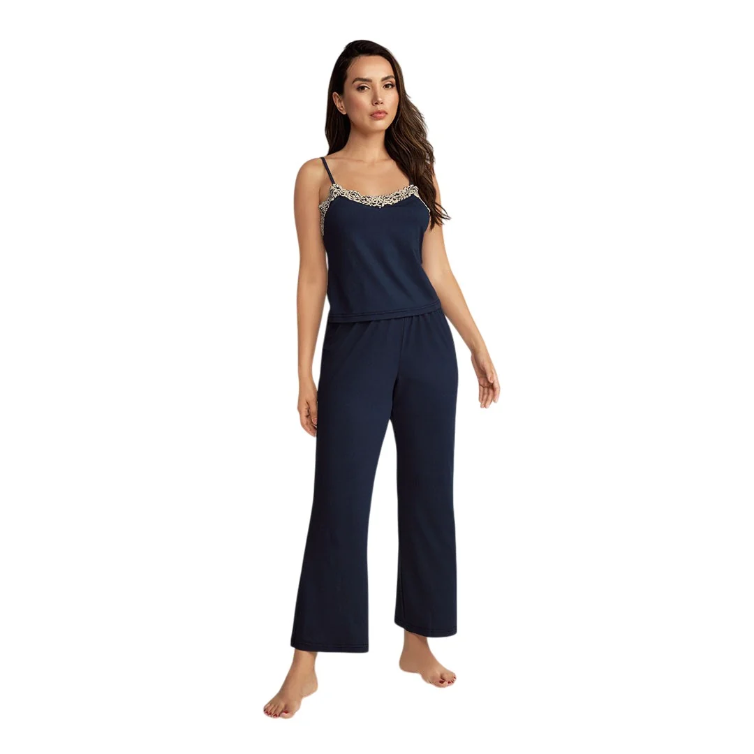 PIJAMA TIRANTES ENCAJE MARINO 82894