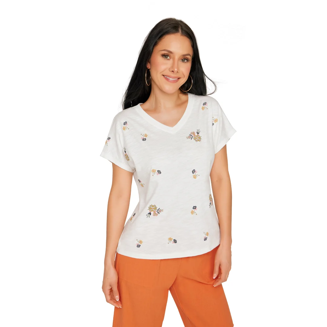 PLAYERA BLANCA BORDADA 90666