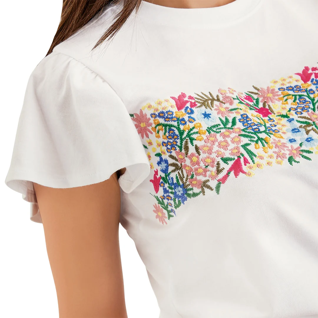 PLAYERA BLANCA BORDADO COLORES 96246 - Image 2
