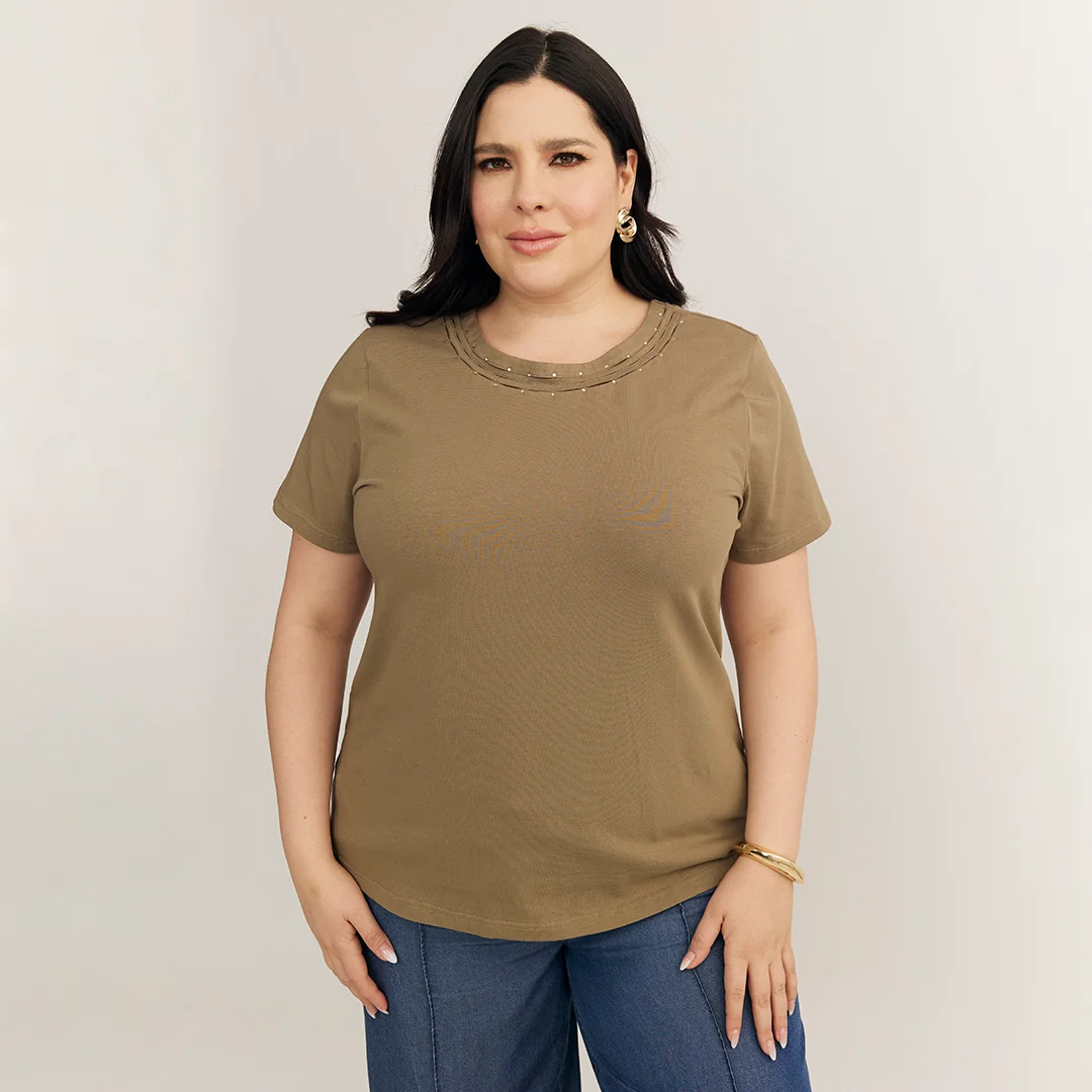 PLAYERA CUELLO DECORADO VERDE 94368 - Image 4