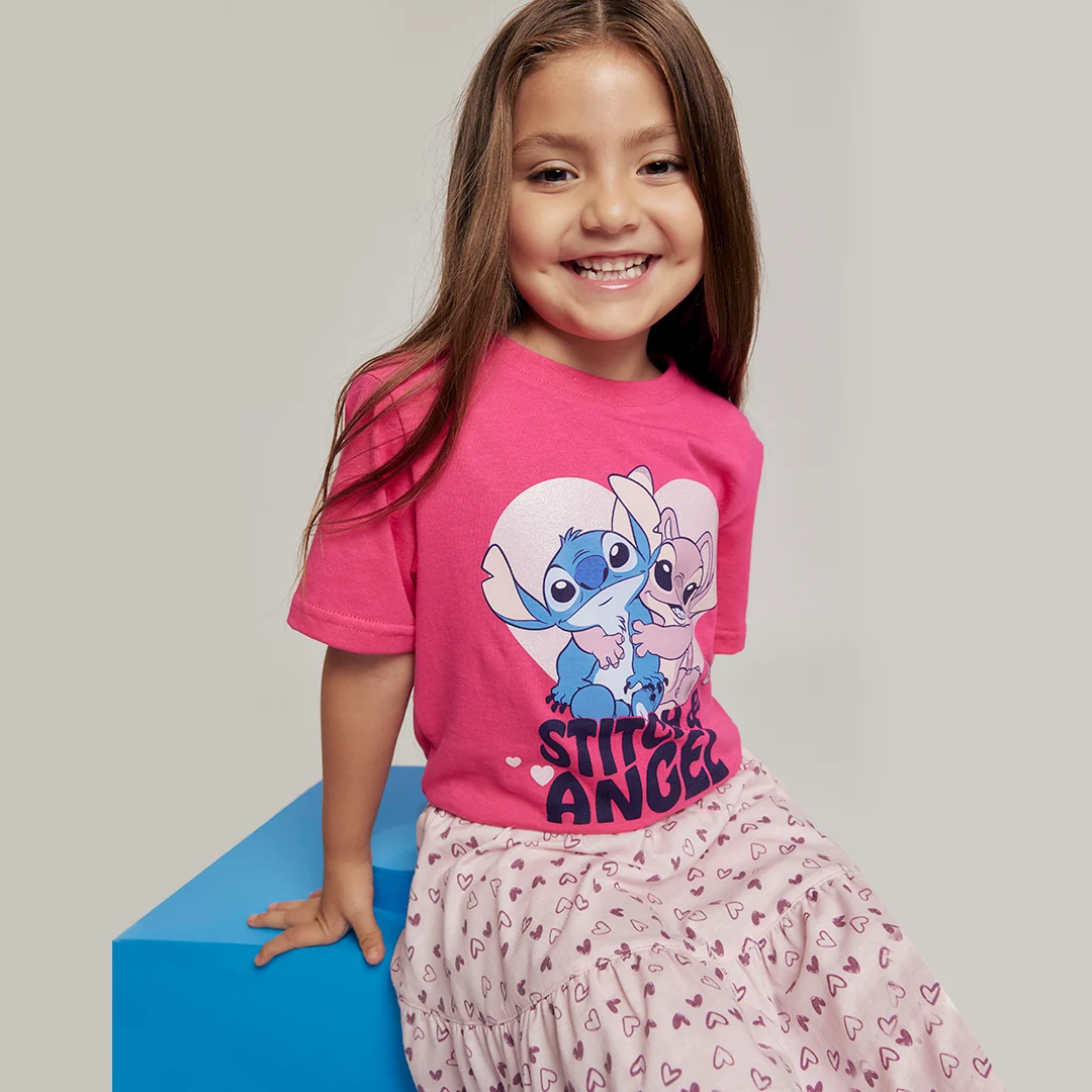 PLAYERA DE NIÑA ROSA CON ESTAMPADO DE STITCH 32303 - Image 3