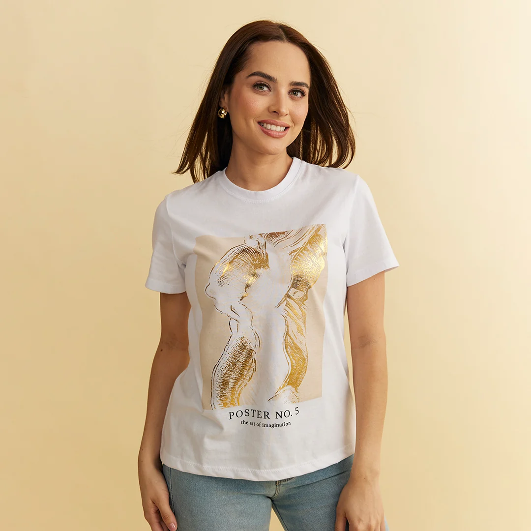PLAYERA ESTAMPADA CUELLO REDONDO BLANCO 54644 - Image 2