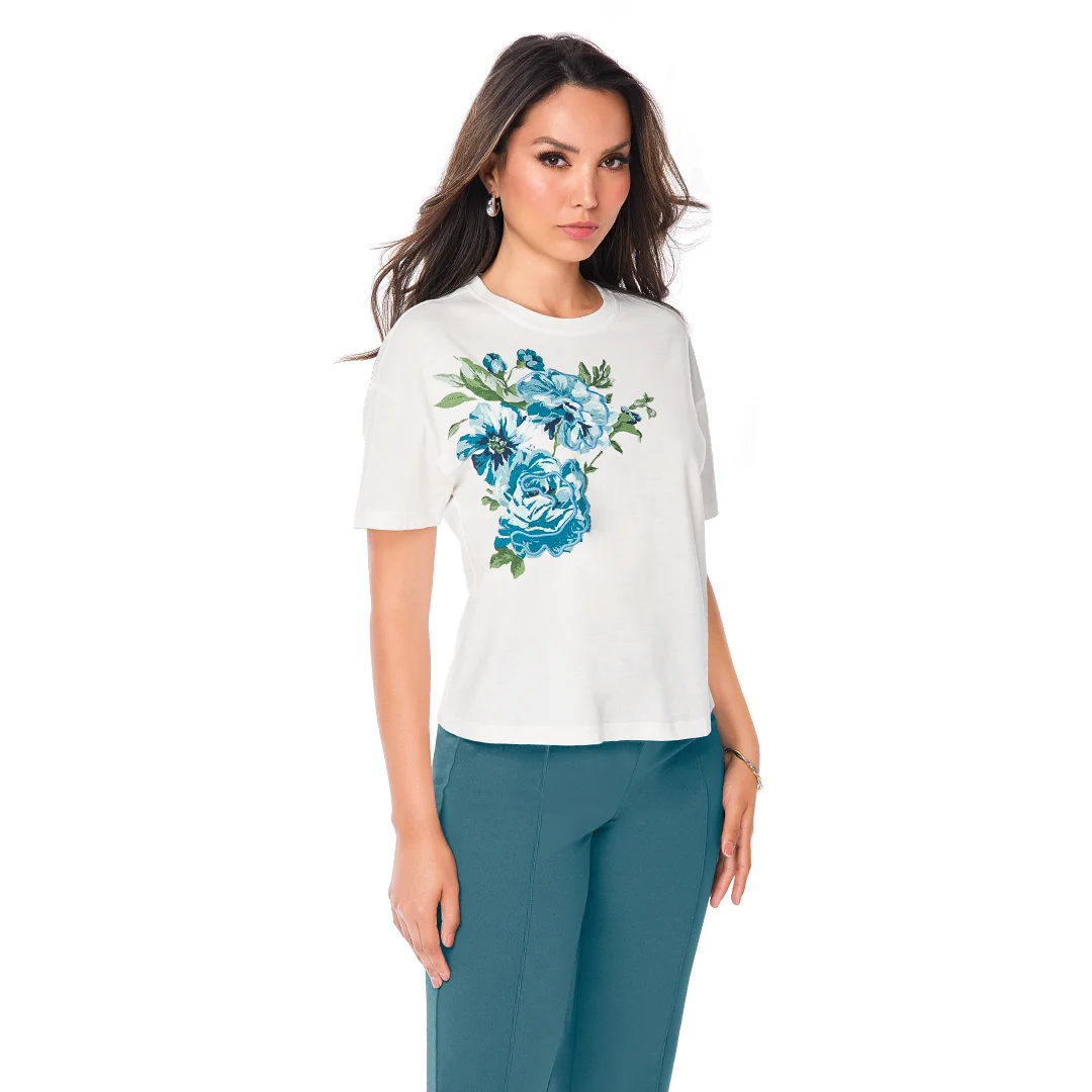 PLAYERA CON ESTAMPADO FLORAL BLANCO 98435