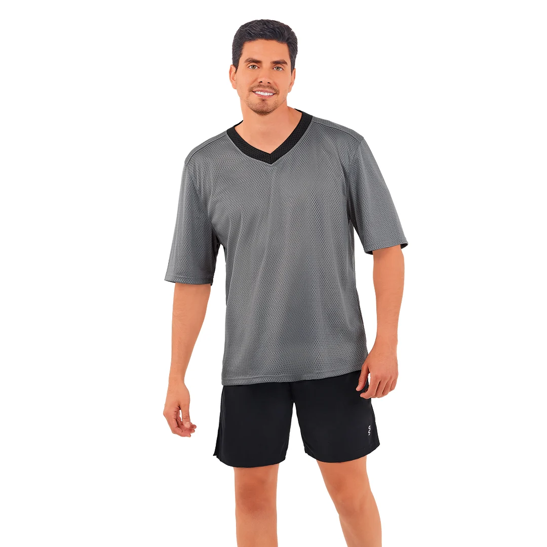 PLAYERA GRIS TIPO JERSEY 90693