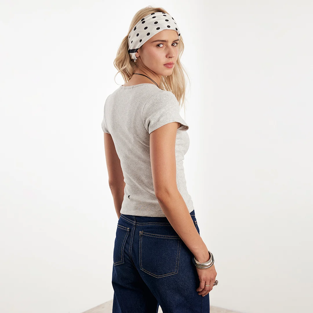 PLAYERA JASPEADA CON BOTONES GRIS 91918 - Image 3