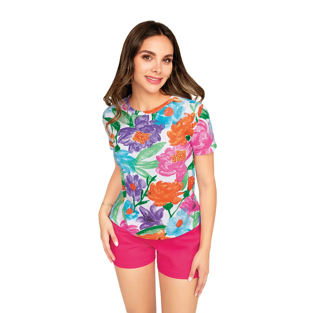 PLAYERA MULTICOLOR FLORES 91070