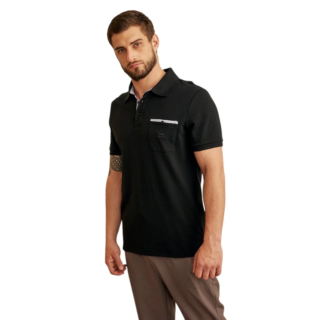 PLAYERA TIPO POLO BOLSILLO DECORATIVO NEGRO 95265