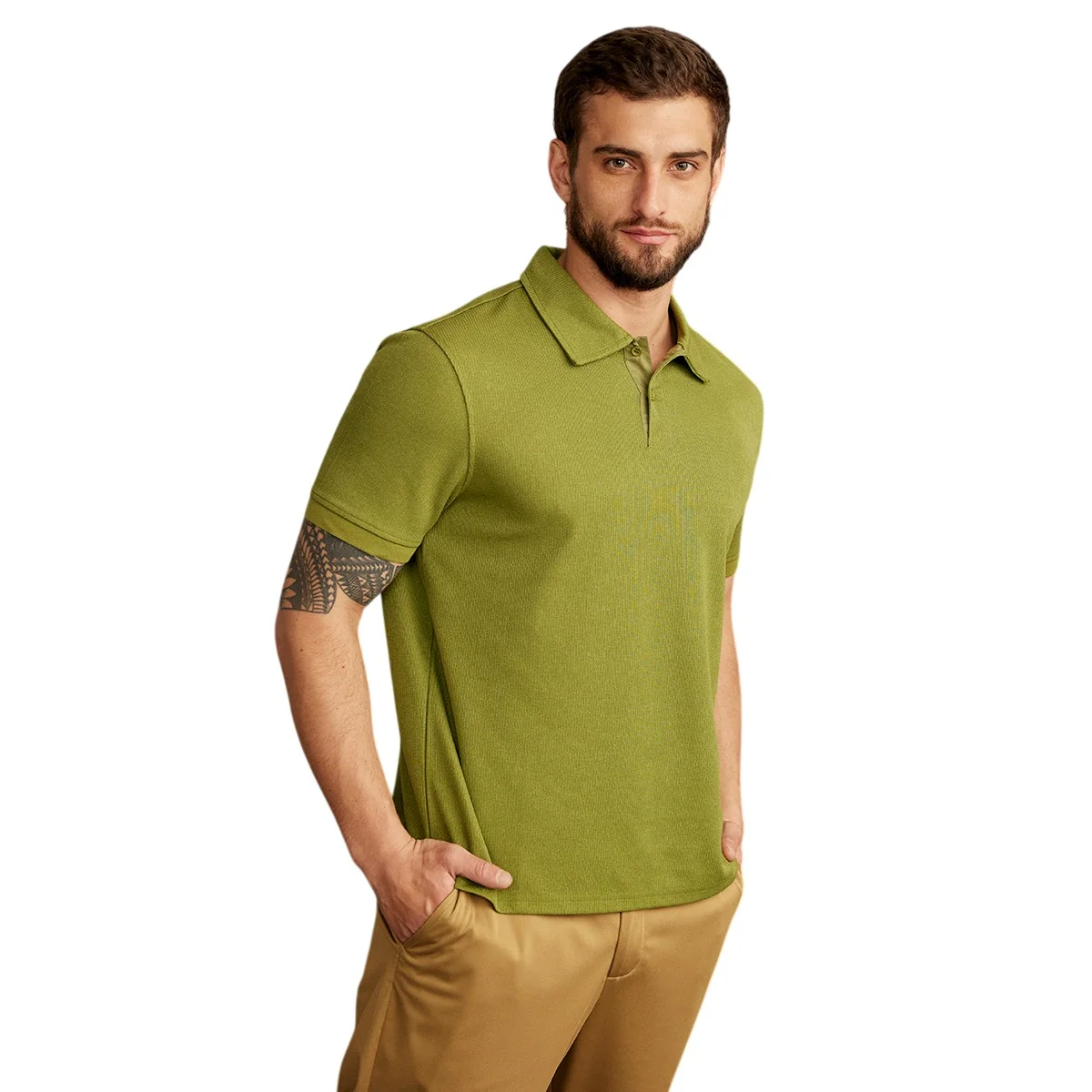 PLAYERA TIPO POLO LISA VERDE 92207