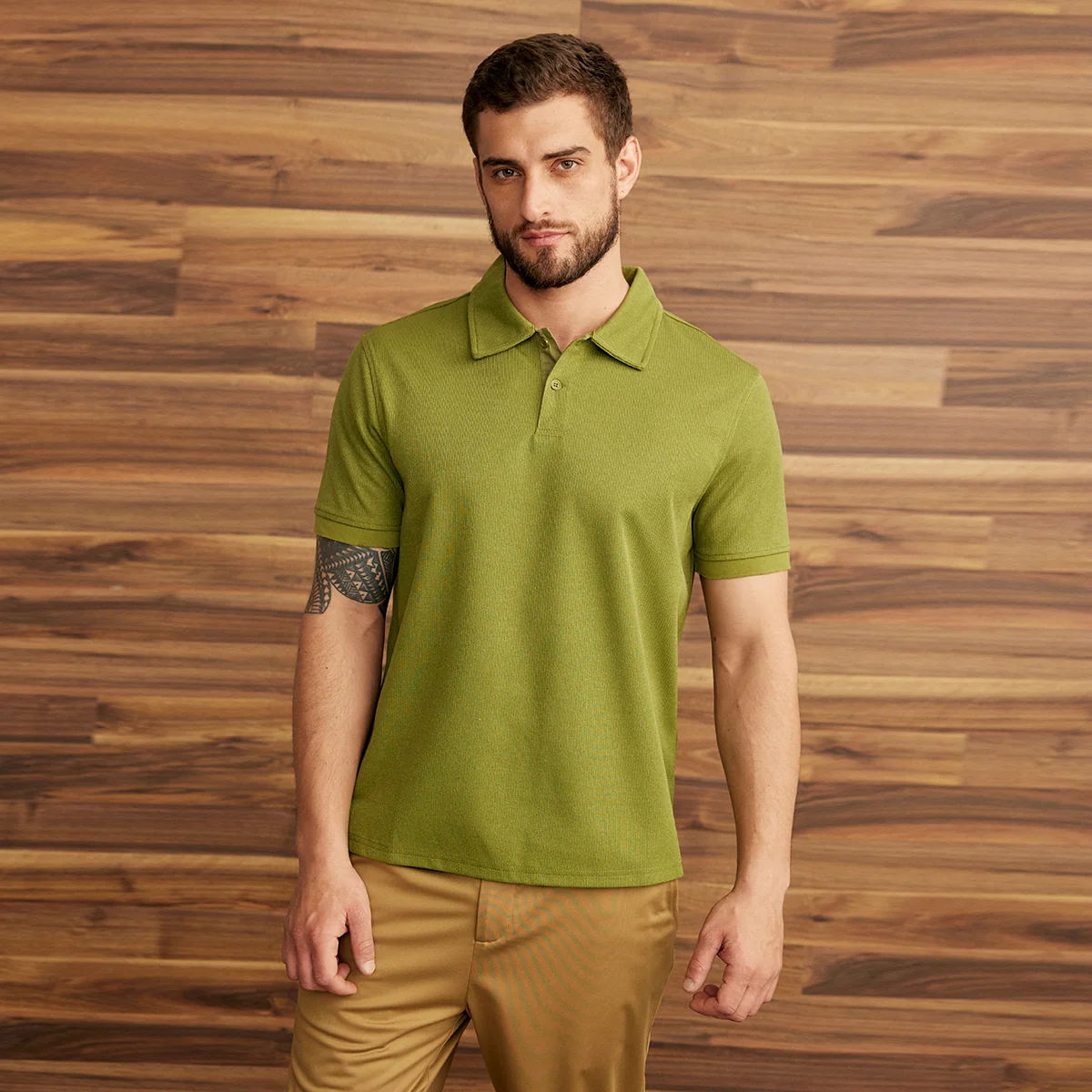 PLAYERA TIPO POLO LISA VERDE 92207 - Image 2