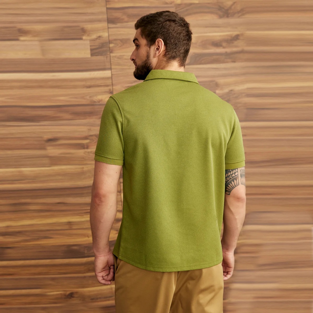 PLAYERA TIPO POLO LISA VERDE 92207 - Image 3