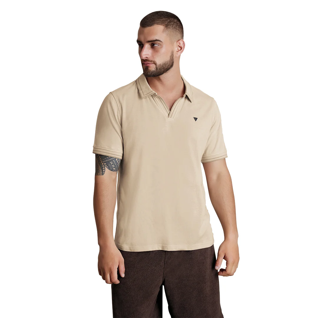 PLAYERA TIPO POLO BEIGE CONTRASTE 95251