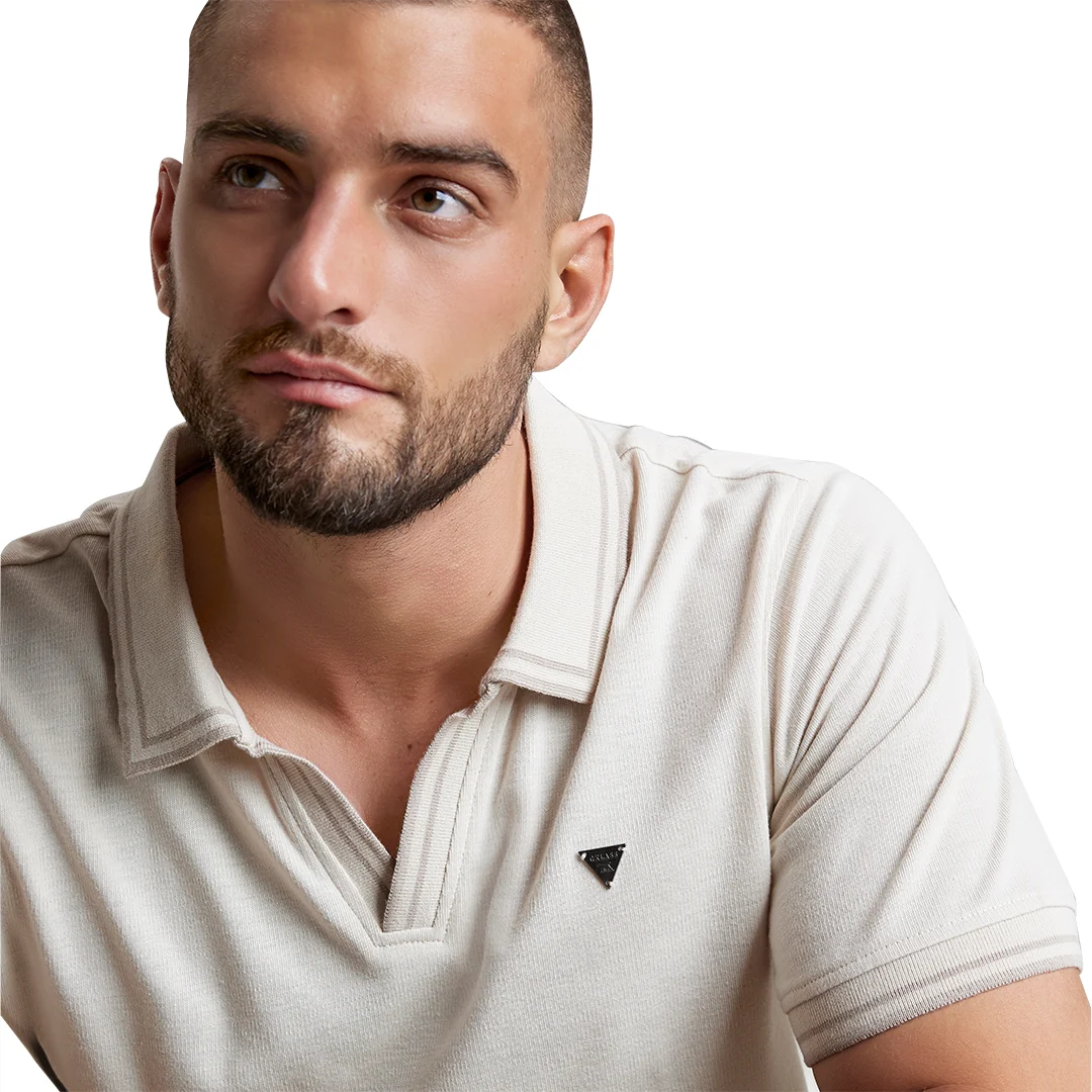 PLAYERA TIPO POLO BEIGE CONTRASTE 95251 - Image 3