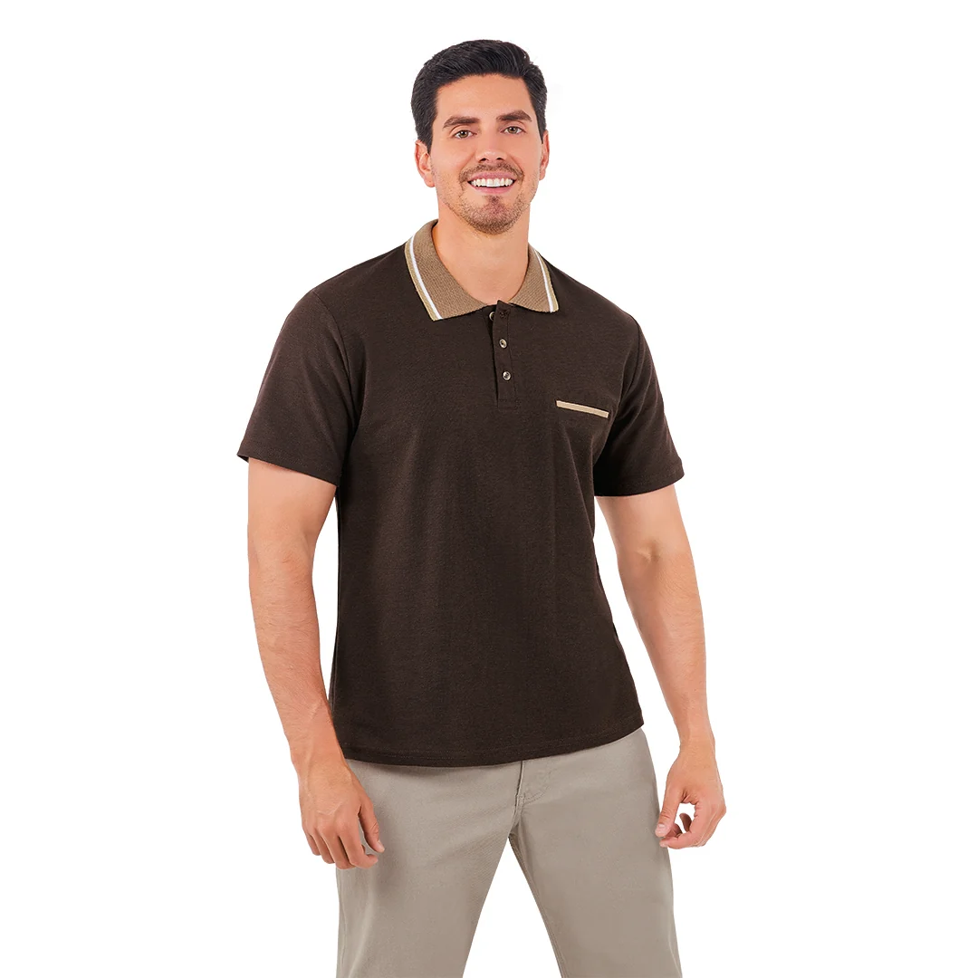 PLAYERA TIPO POLO CABALLERO CAFÉ 22465