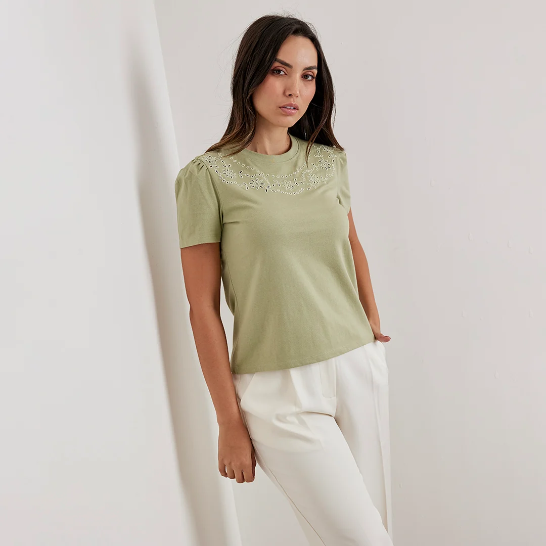 PLAYERA VERDE BORDADA 96247 - Image 3