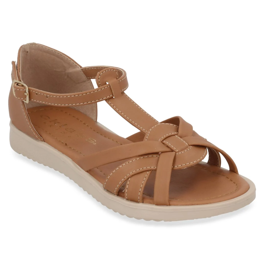 SANDALIA CASUAL BLANCO Y MIEL CON ADORNO DUO 682 - Image 2