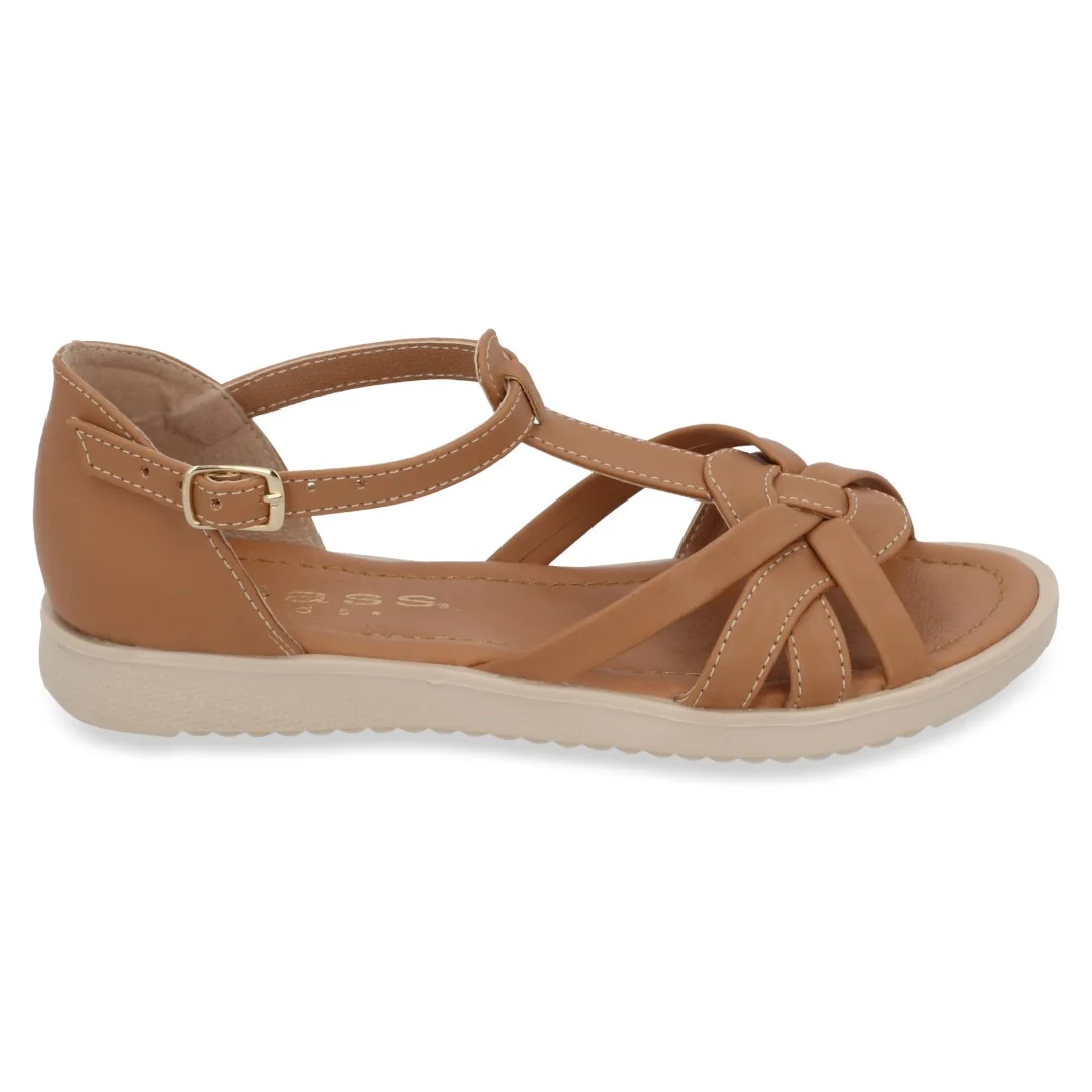 SANDALIA CASUAL BLANCO Y MIEL CON ADORNO DUO 682 - Image 3