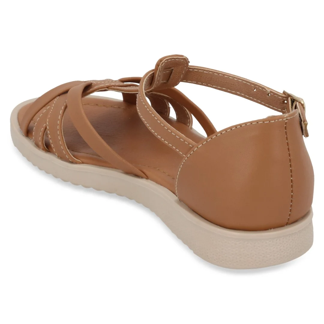 SANDALIA CASUAL BLANCO Y MIEL CON ADORNO DUO 682 - Image 4