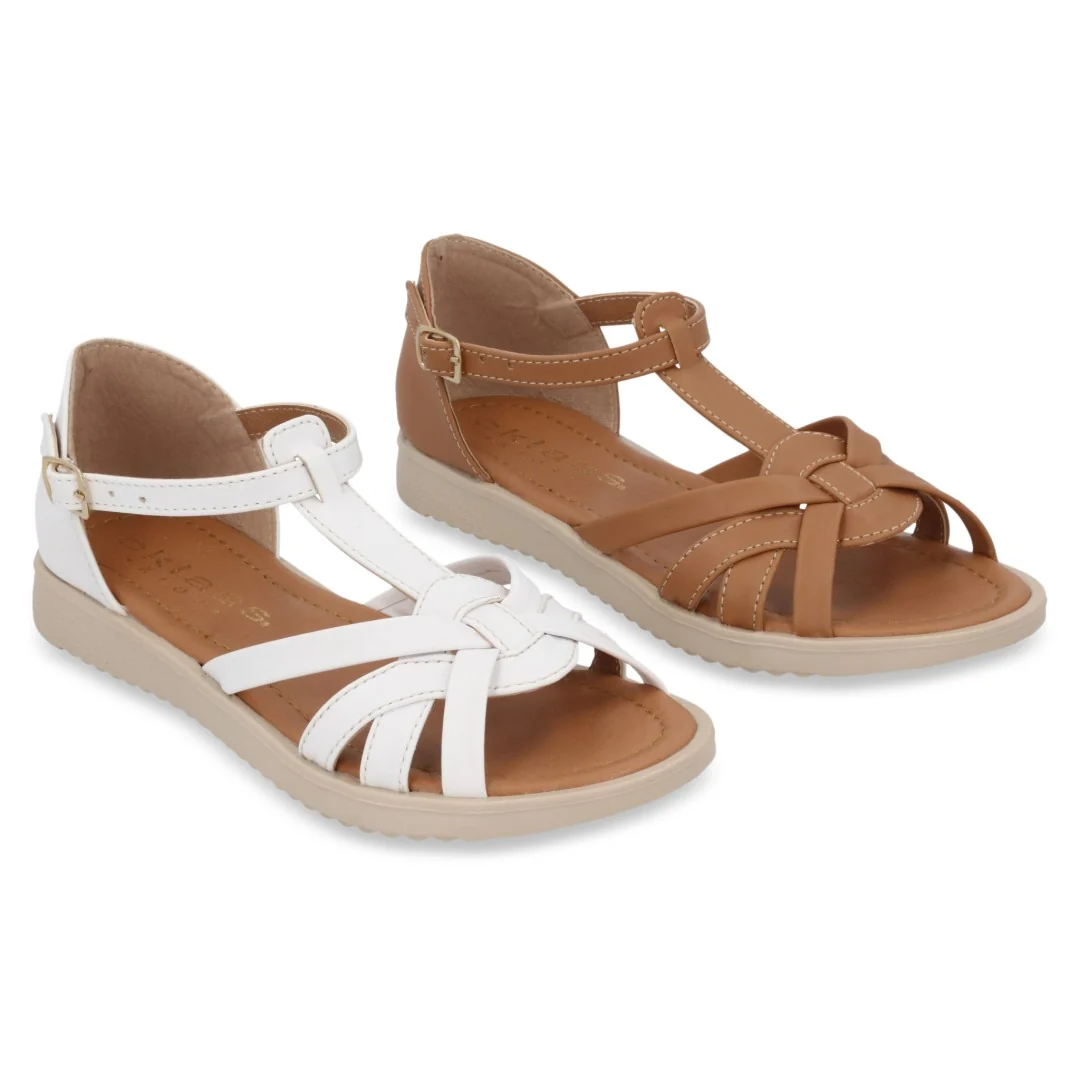 SANDALIA CASUAL BLANCO Y MIEL CON ADORNO DUO 682 - Image 7
