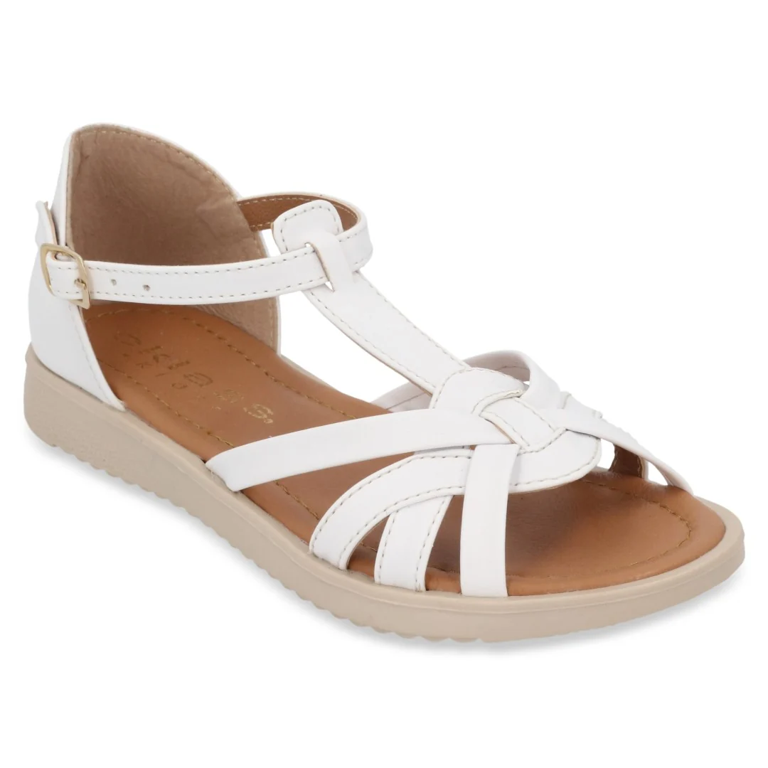 SANDALIA CASUAL BLANCO Y MIEL CON ADORNO DUO 682 - Image 8