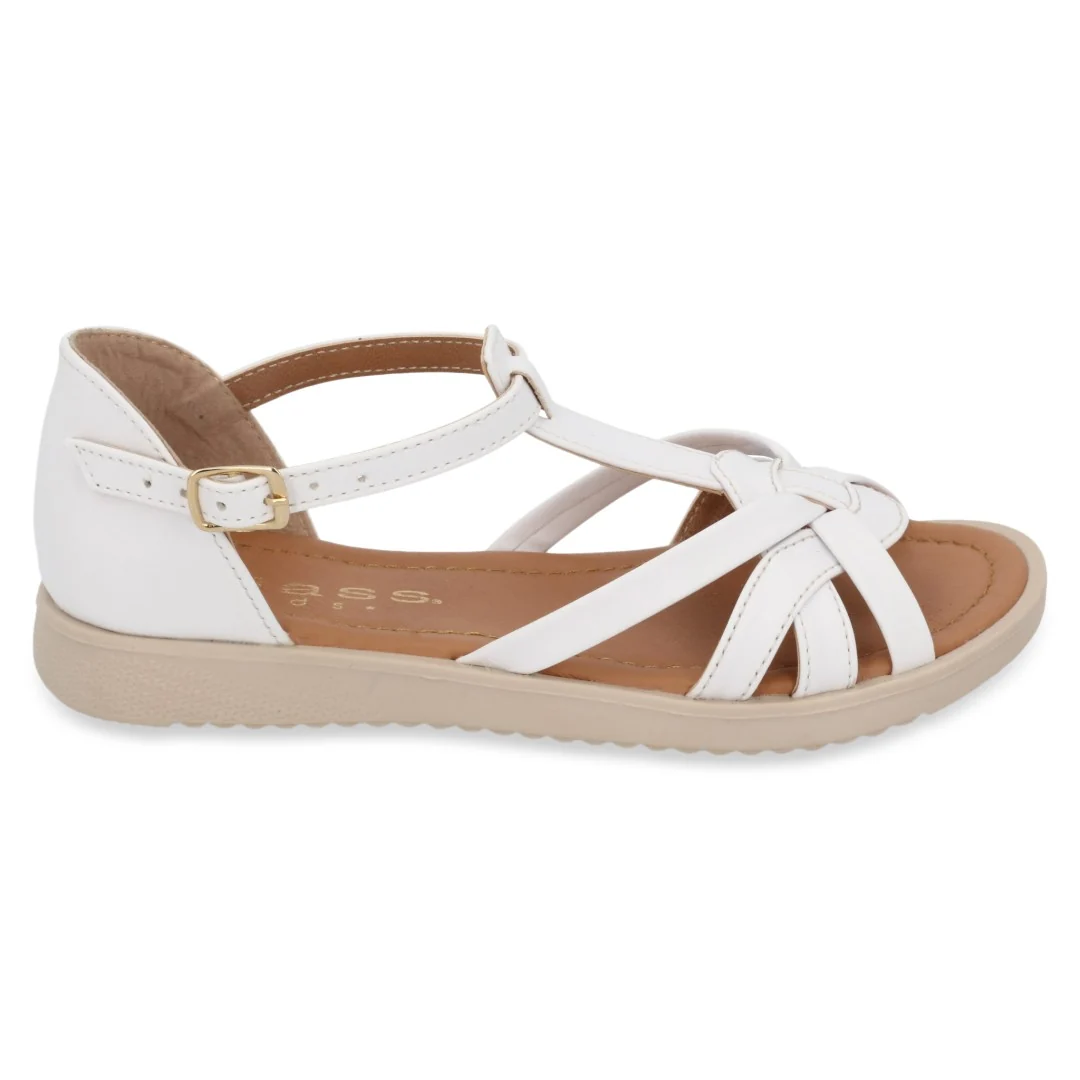 SANDALIA CASUAL BLANCO Y MIEL CON ADORNO DUO 682 - Image 9
