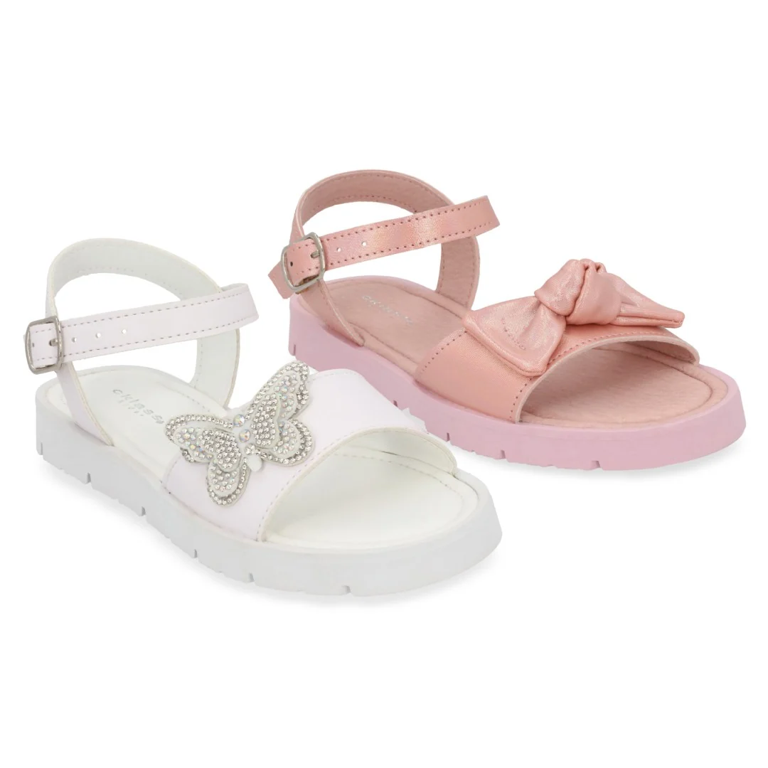 SANDALIA CASUAL BLANCO Y ROSA CON ADORNO DUO 683