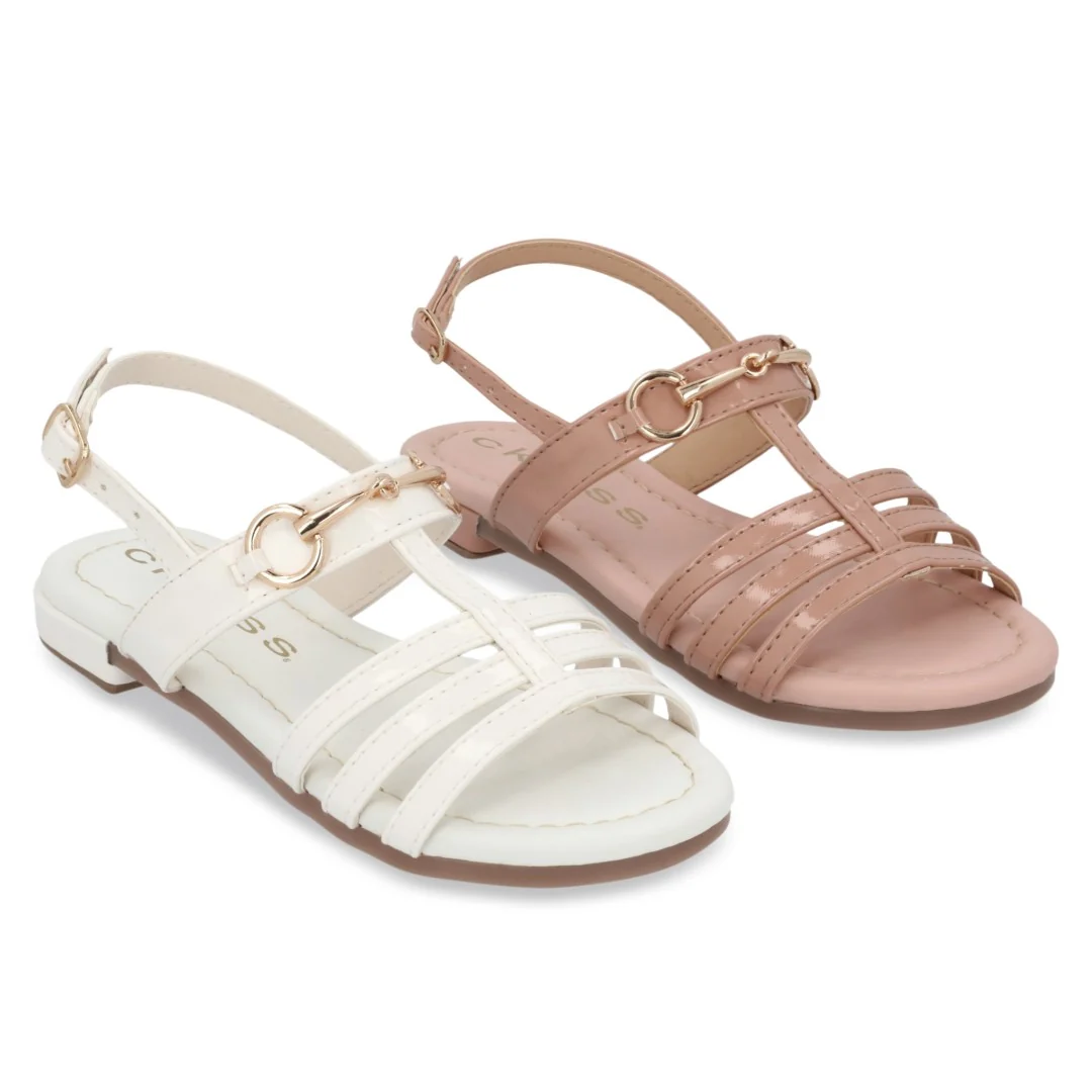 SANDALIA CASUAL BLANCO Y ROSA CON ADORNO DUO 725
