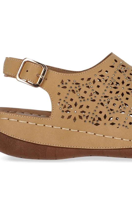 SANDALIA CASUAL MIEL GRABADO LÁSER 70419 - Image 6