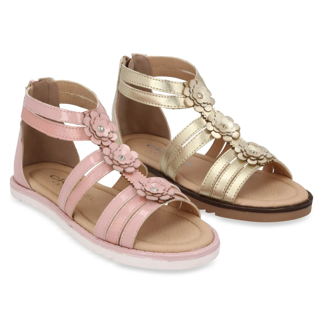 SANDALIA CASUAL ORO Y ROSA CON ADORNO DUO 726 - Image 7