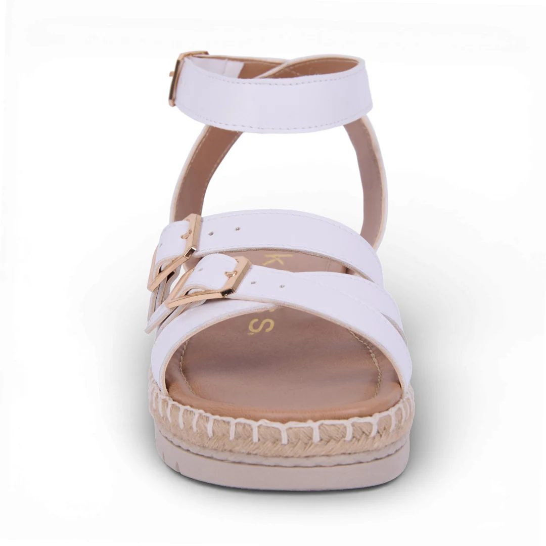 SANDALIA CON HEBILLAS Y YUTE BLANCO 28613 - Image 3
