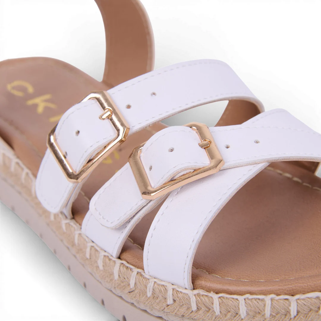 SANDALIA CON HEBILLAS Y YUTE BLANCO 28613 - Image 6