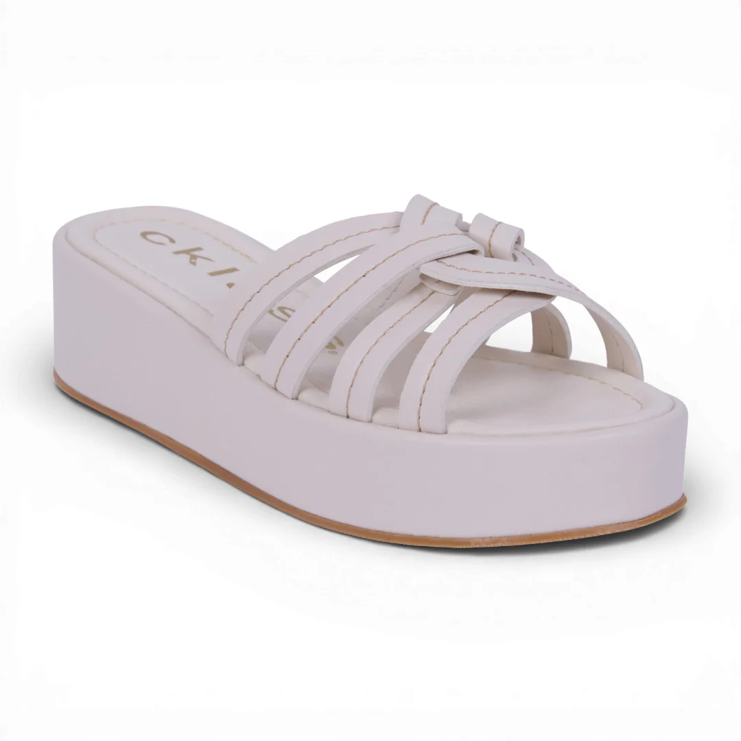 SANDALIA CON PLATAFORMA CRUZADA 5CM HUESO 05281