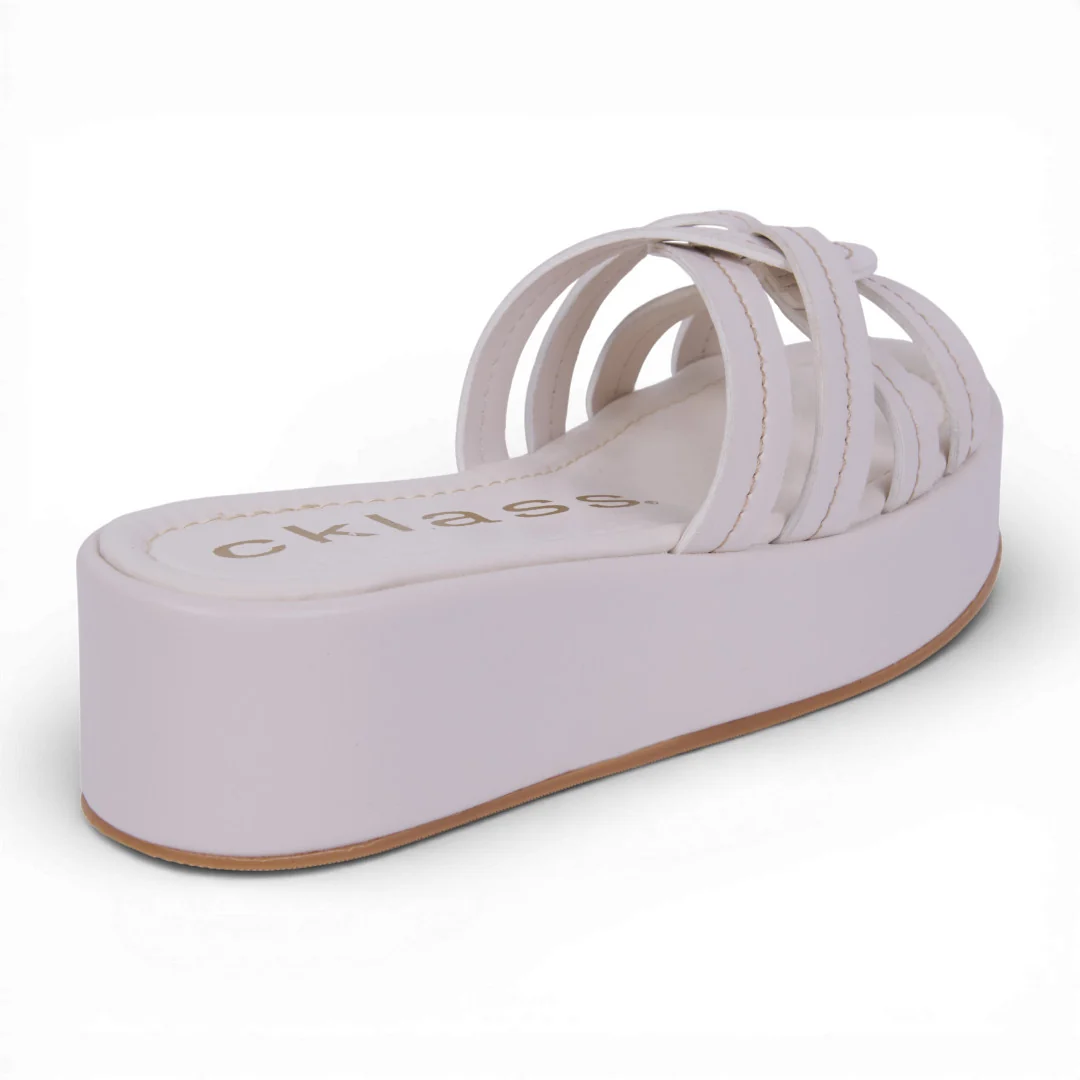 SANDALIA CON PLATAFORMA CRUZADA 5CM HUESO 05281 - Image 4